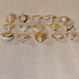 Lot Of 15 Estate (From One of Grandma’s old Jewelry Boxes) Gold tone color Rings